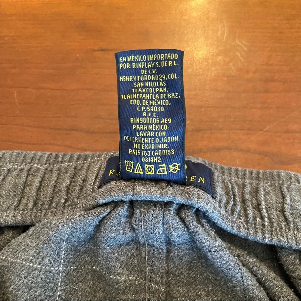 Polo Ralph Lauren Lounge Pants Mens Size M Gray Plaid Drawstring Pajama Bottom - Picture 5 of 12